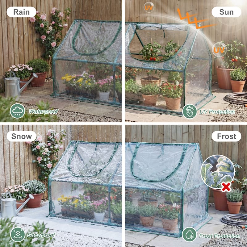 Aoodor 4 ft. x 2 ft. x 2 ft. Mini Greenhouse 2 Zipper Doors