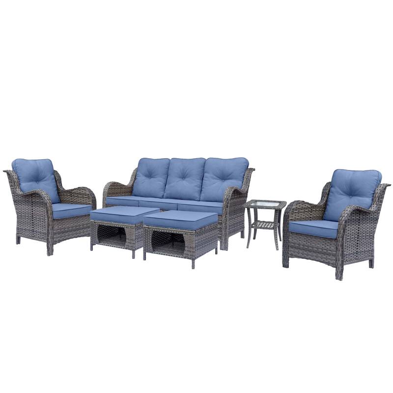 High Back Wicker Outdoor Patio Conversation Seating Sets with Cushions