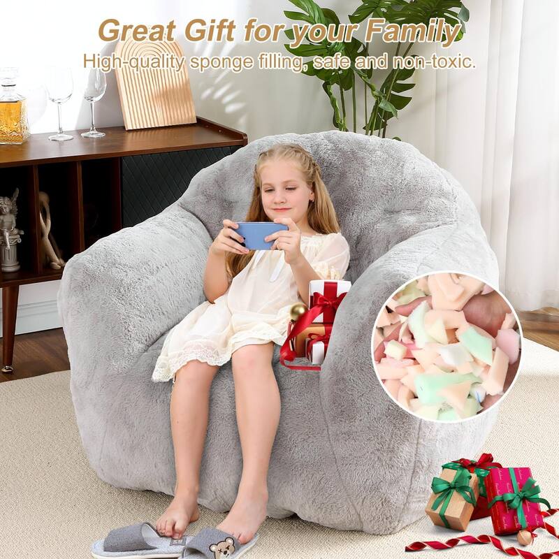 39/51" High-Density Foam Bean Bag Sofa Chair with Armrests