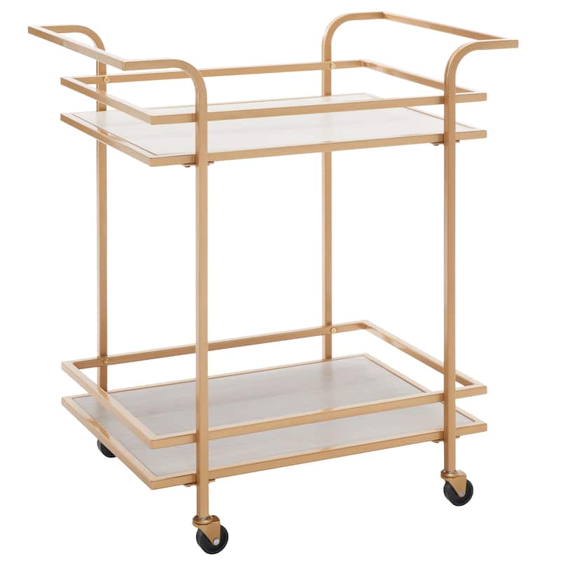 SAFAVIEH Home Collection Lameris 2 Tier Bar Cart With Handles - 30" L x 18" W x 33" H