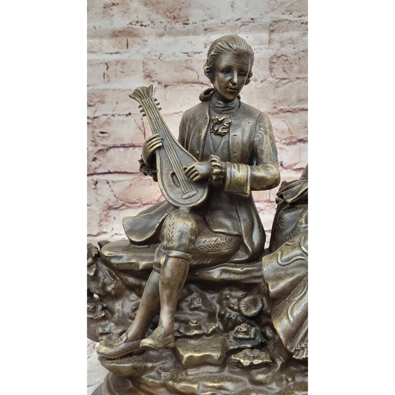 Romantic Serenade: A Baroque Couple In Harmony - European Bronze Sculpture Original Art