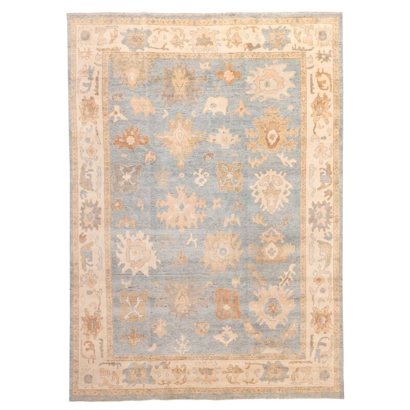 ECARPETGALLERY Hand-knotted Modern Oushak Light Denim Blue Wool Rug - 10'1 x 13'10