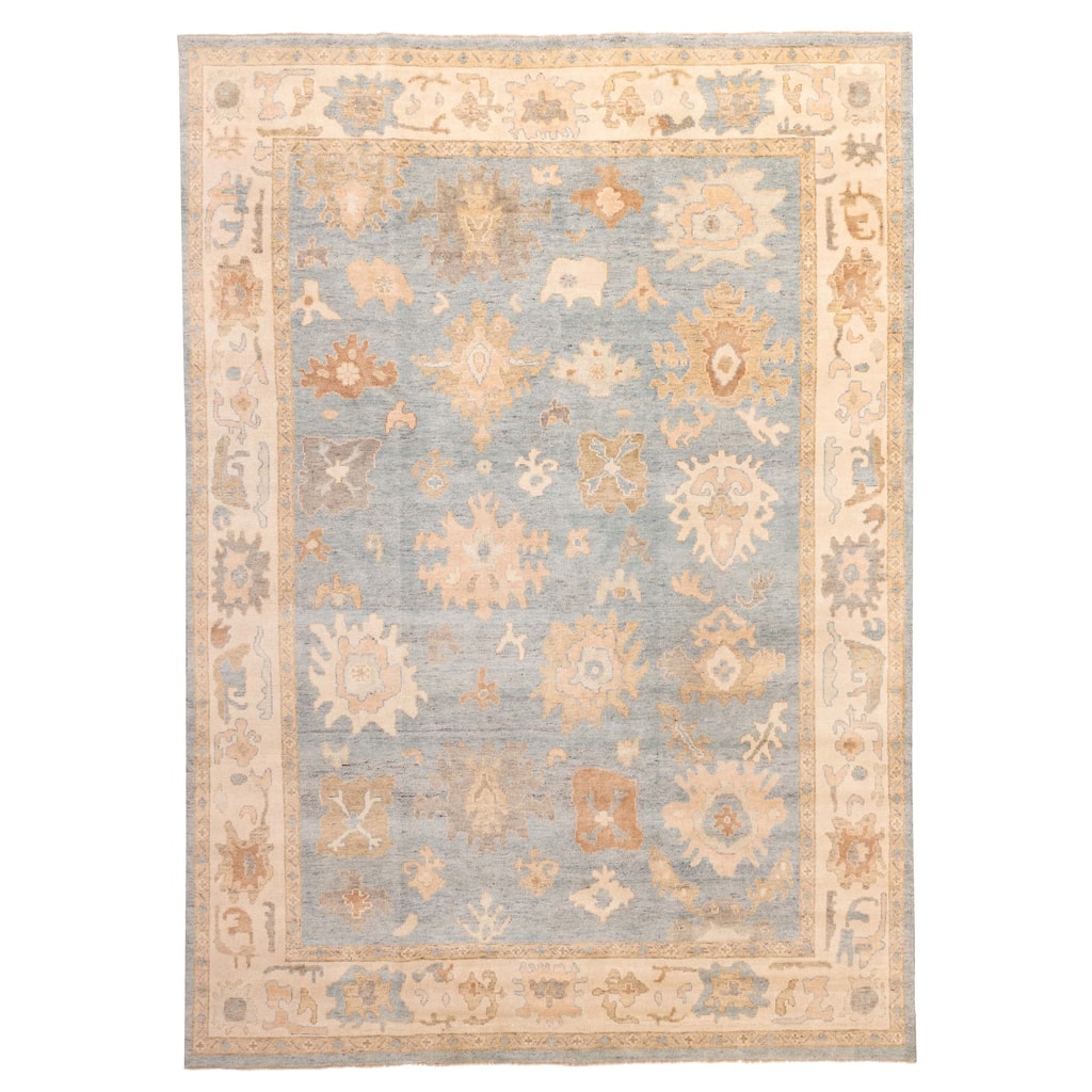 ECARPETGALLERY Hand-knotted Modern Oushak Light Denim Blue Wool Rug - 10'1 x 13'10