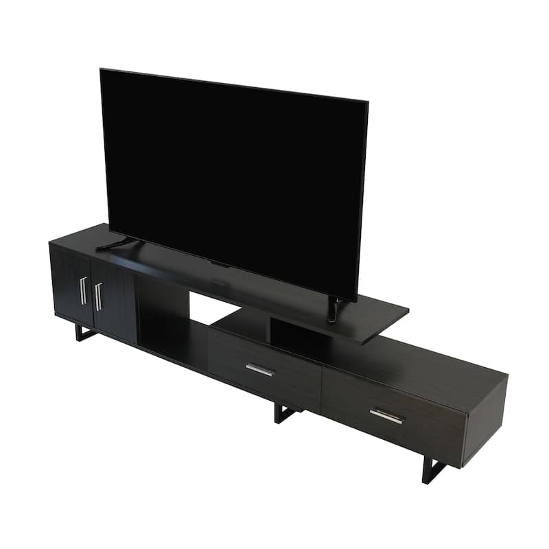 Avery 55-inch 2-Drawer 4-Shelf TV Stand in Steel