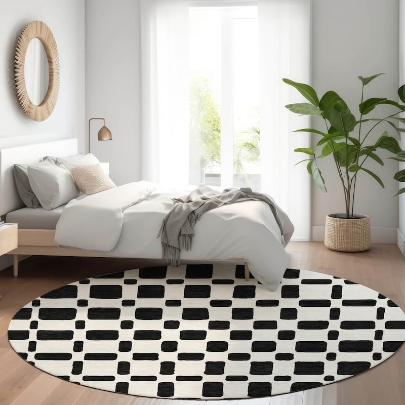 Premium Washable Super Soft Modern Hope Mayfield Rug - Black - 8' x 8'