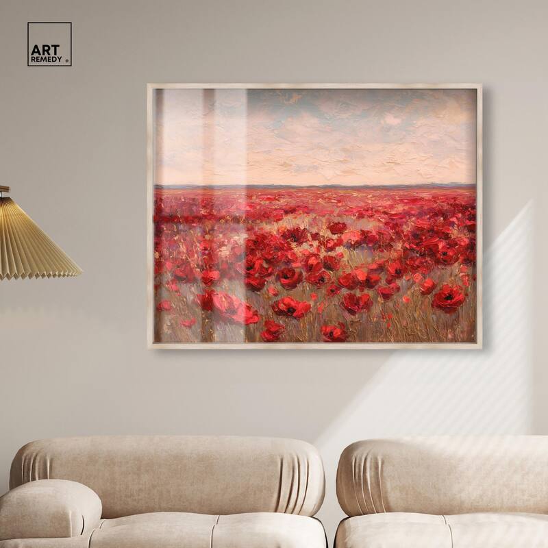Sea of Red Poppies I Shadowbox by Art Remedy
