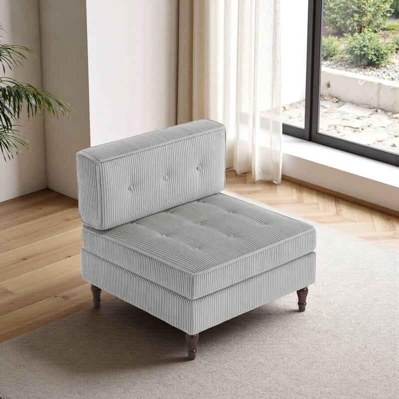Modular Corduroy Armless Chair Upholstered Lounge Sofa