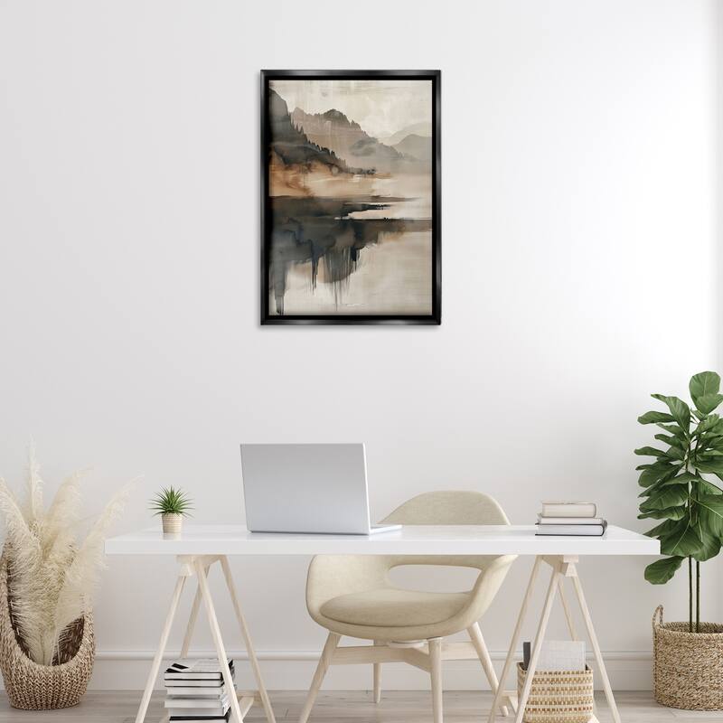 Stupell Layered Opaque Mountain Reflection Framed Floater Canvas Wall Art Design By LSR Creative Studio