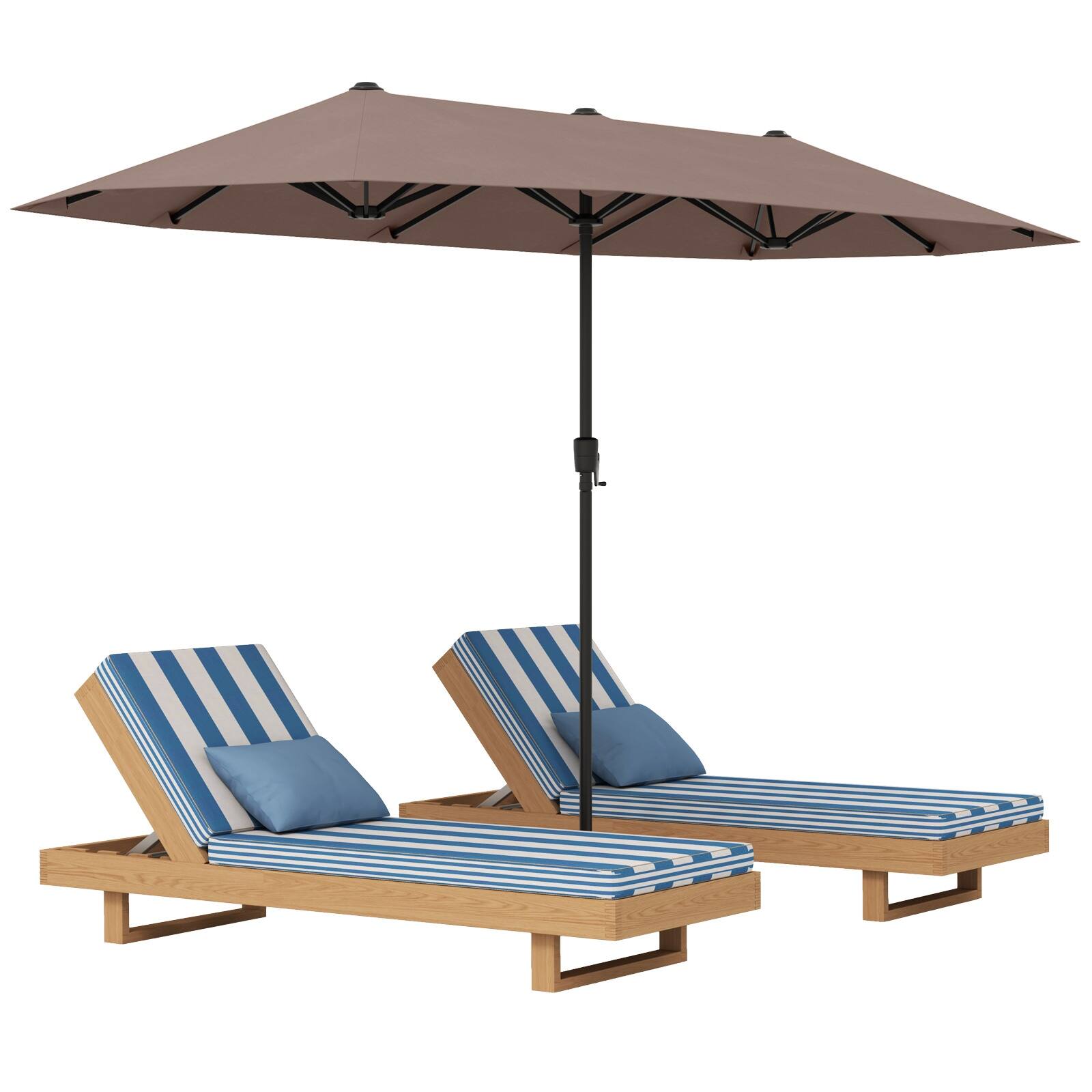 double size patio umbrella Kingdom Double-sided Patio with Base Navy Blue One Structure The Power of Three Introducing the Three 9.7' Double-sided Patio Umbrella with