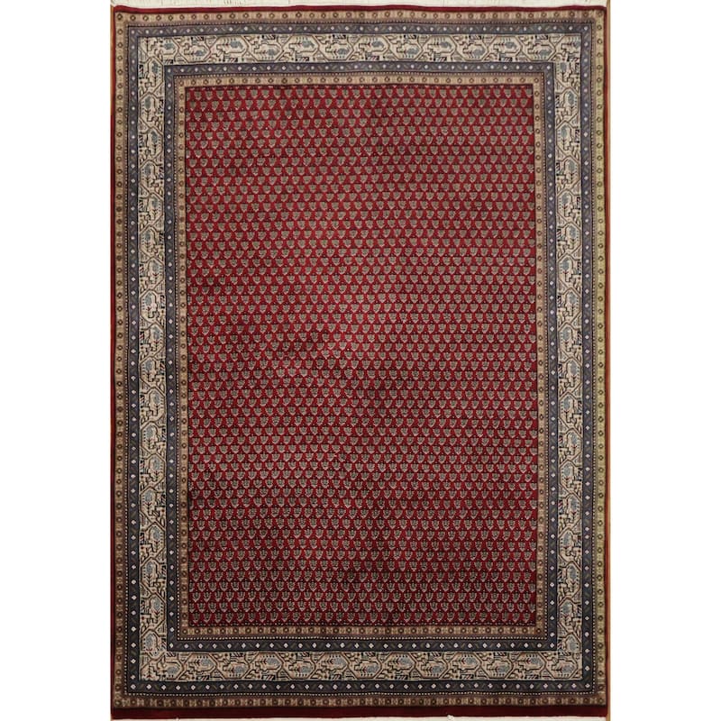 Hand Knotted Oriental 100% Wool Carpet Traditional Paisley Red Botemir Area Rug - 6' 0'' X 4' 2''