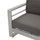 preview thumbnail 7 of 7, Cape Coral Outdoor Cushioned Aluminum Sofa with Tray by Christopher Knight Home