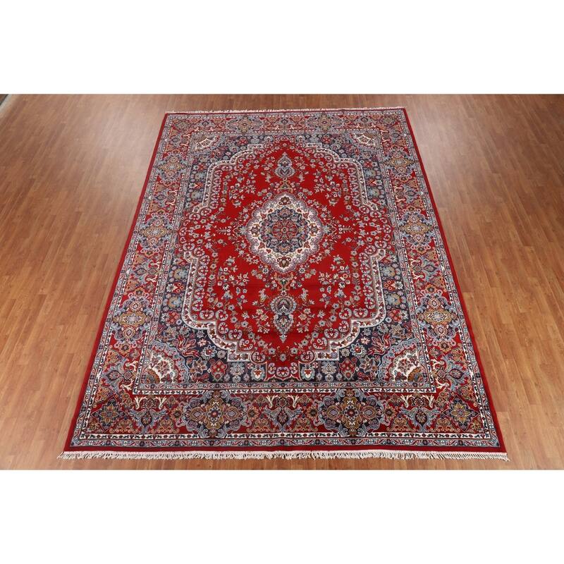 Medallion Red Tabriz Turkish Area Rug Living Room Machine Made Carpet - 9'8" x 12'11"