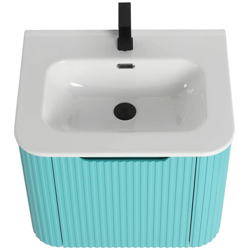 Caskvalley Modern Bathroom Vanity with Straight Fluted Design - Sink Included