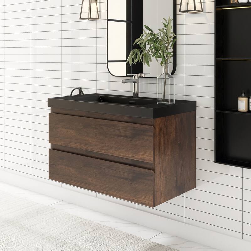 Floating Bathroom Vanity with Quartz Sand Top