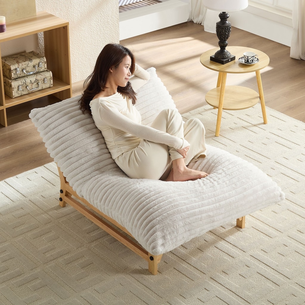 Single Seat Armless Corduroy Lazy Sofa With Backrest