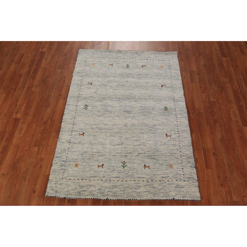 Tribal Gabbeh Oriental Rug Hand-Knotted Wool Carpet - 3'11"x 5'10"