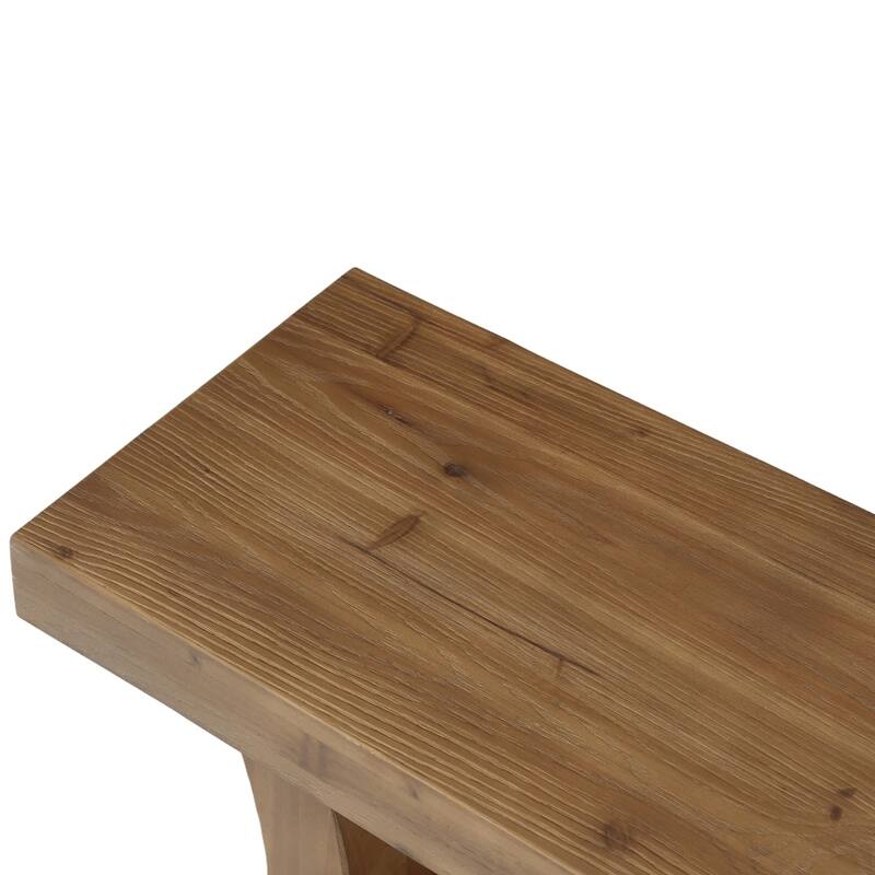 Solid Wood End of Bed Bench, Farmhouse Bedroom Bench with Storage Shelf