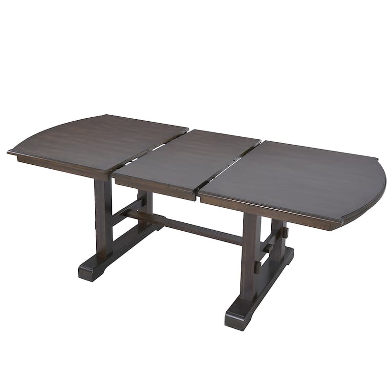 60" to 78" Wooden Extendable Dining Table, Kitchen Table with Removable Leaf, Ergonomic H-Leg Design