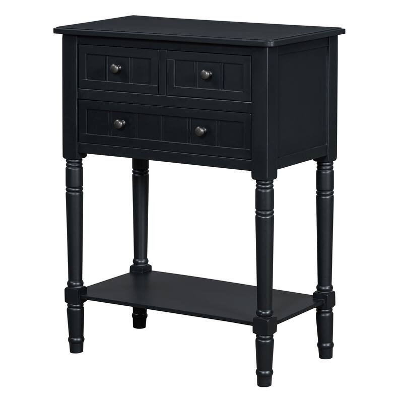 23.7" Classic Console Table with Three Storage Drawers and Bottom Shelf