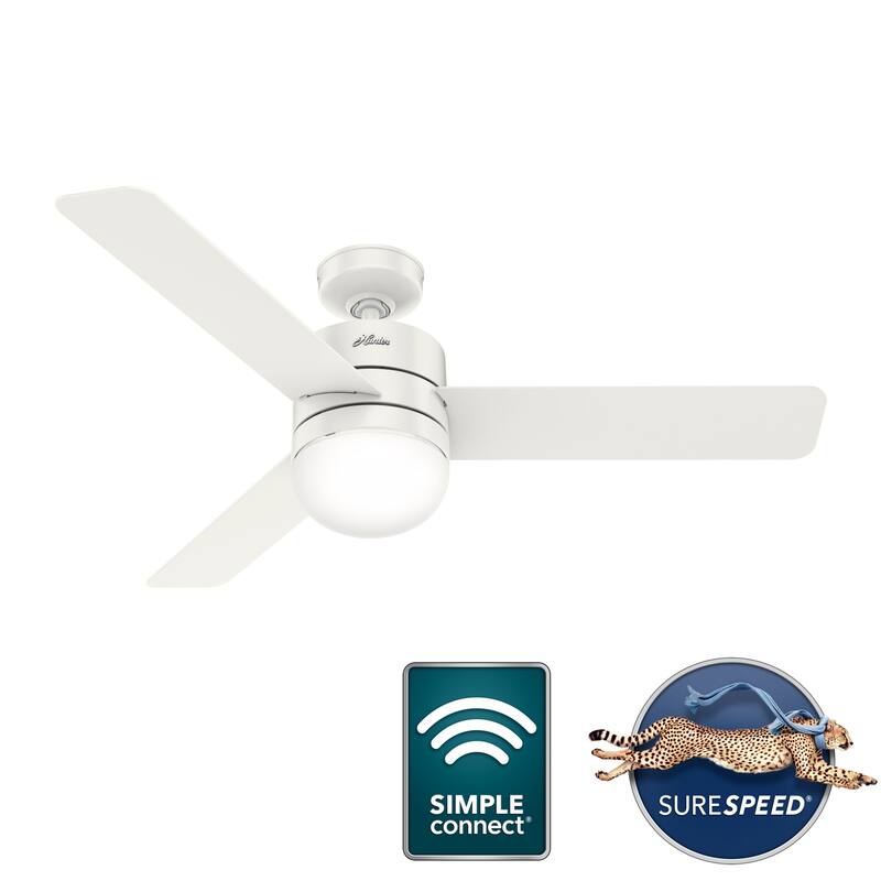 Hunter 54" WiFi Neutron Smart Ceiling Fan with LED Light Kit, Handheld Remote