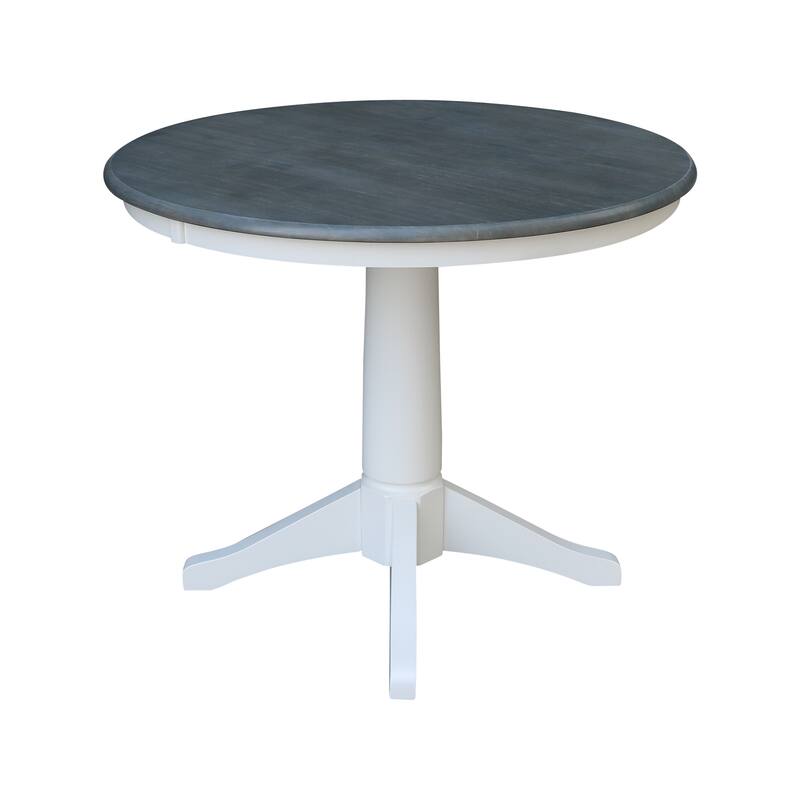 36" Round Top Pedestal Table - White/Heather Gray - N/A