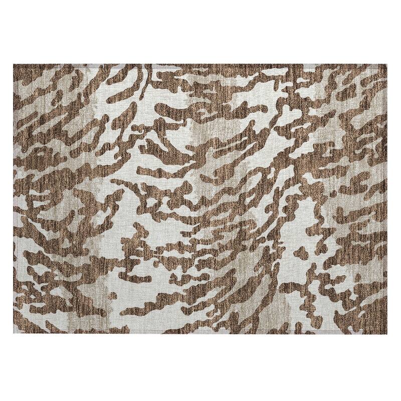 Machine Washable Indoor/ Outdoor Chantille Abstract Animal Print Rug