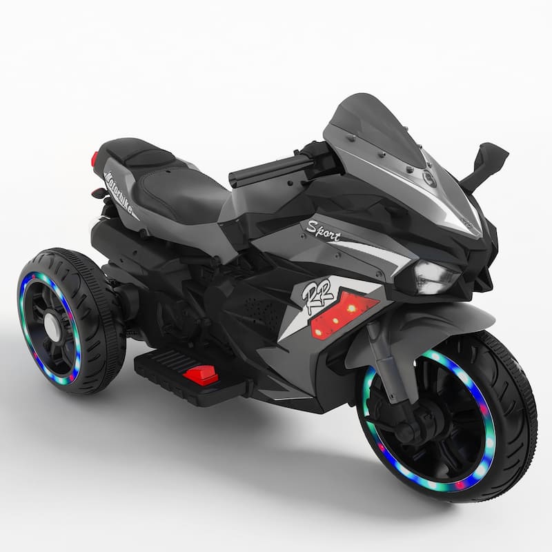12V Electric Kids Motorcycle Ride-On with Shock Absorbers and USB MP3 Forward and Backward Drive - 41"L x 22"W x 25"H
