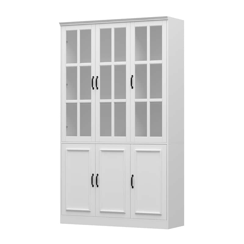 Tall Storage Cabinet Glass Doors Display Cabinet Bookcase Home Office