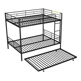 Black Full Over Full Metal Bunk Bed with Trundle & Able to Split