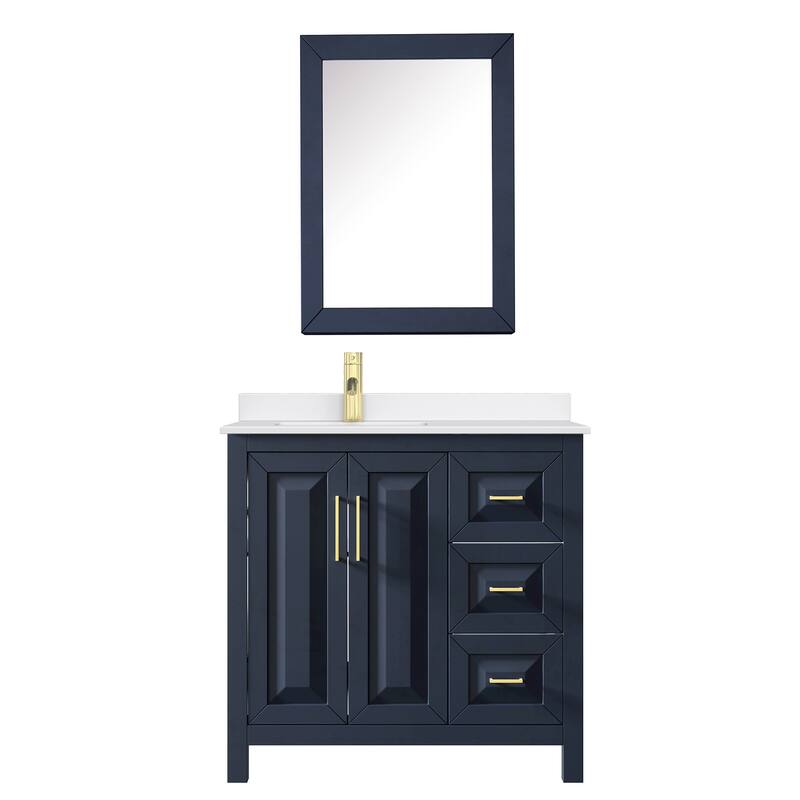 Daria 36-inch Single Vanity, Single Hole Quartz Top, Med Cabinet