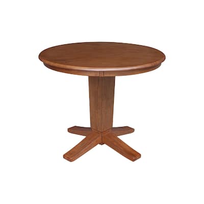 36 in Solid Wood Round Top Pedestal Dining Table