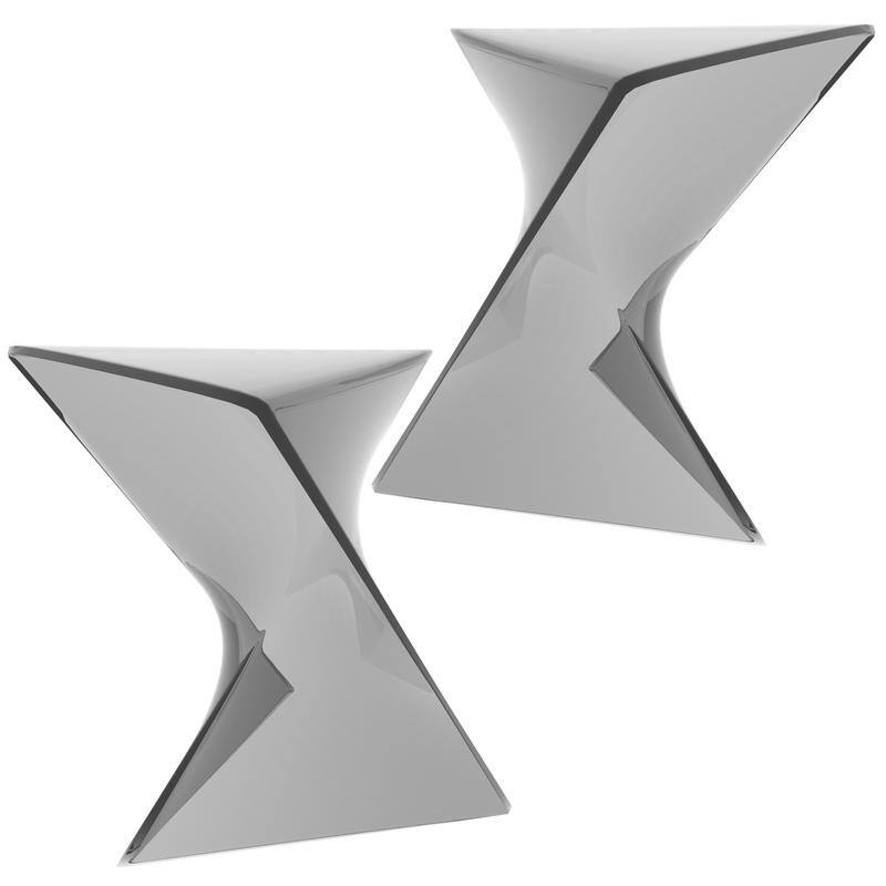 Randolph Modern Indoor Lightweight Side Table with Triangular Curved Design Accent End Table for Home Living Room or Bedroom - Set of 2 - Smoke