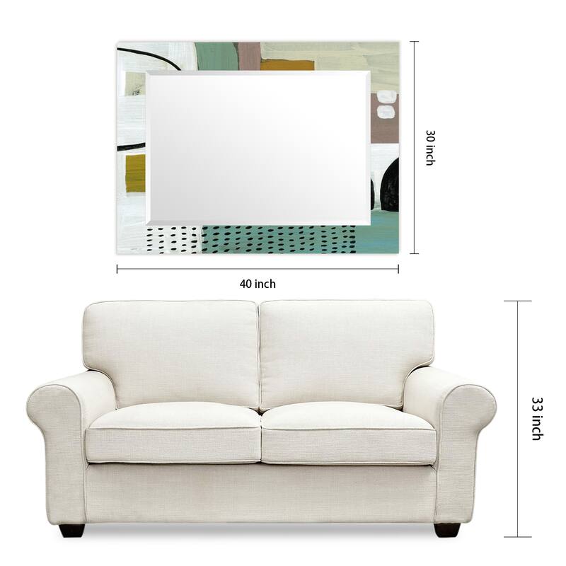 Introductions Rectangular Beveled Mirror on Free Floating Printed Tempered Art Glass - Clear - 40" x 30"