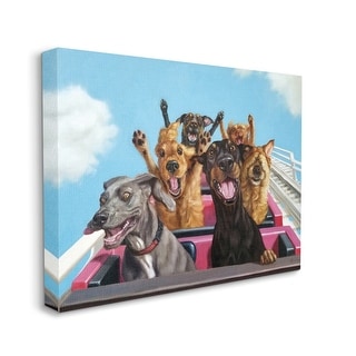 Stupell Dogs Riding Roller Coaster Funny Amusement Park Canvas Wall Art ...
