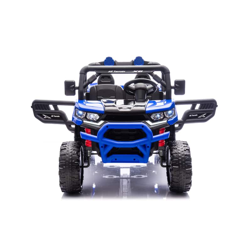 Blue 2-Seater Kids Electric Dump Truck with Parent Remote Control, Ride-On Dump Truck with LED Lights - Blue