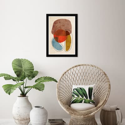 Wynwood Studio 'Shaped Together' Abstract Wall Art Framed Print Shapes - Brown, Red