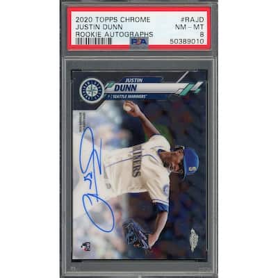 Justin Dunn 2020 Topps Chrome Rookie Autographs Baseball Card RC #RAJD Graded PSA 8 - 8'6" x 11'6"