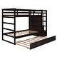 preview thumbnail 9 of 7, Concise & Elegant Solid Wood Bunk Bed, Twin Over Twin Bunk Bed with Trundle and Staircase, Easy Assembly