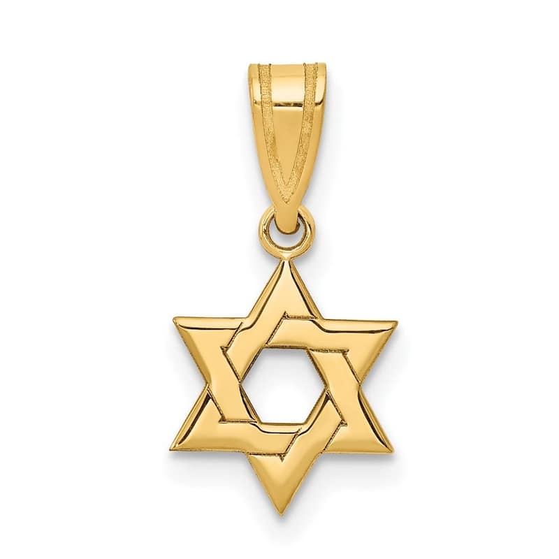 Curata 14k Yellow Gold Solid 18" Polished back Star Of David Pendant Necklace - 11x10mm