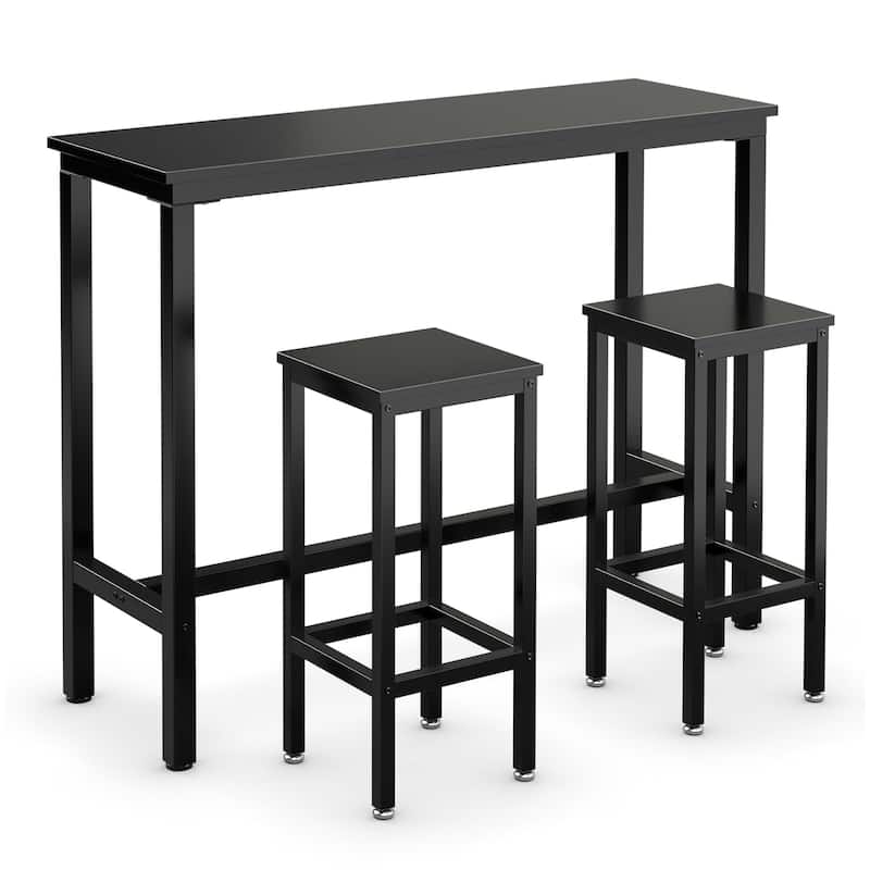 3 PCS Bar Table Set Pub Height Dining Table Set with 2 Stools