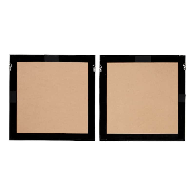 Wooden Geometric Handmade Shadow Box with Rattan Weaving - Set of 2 Brown - Roche River Decor
