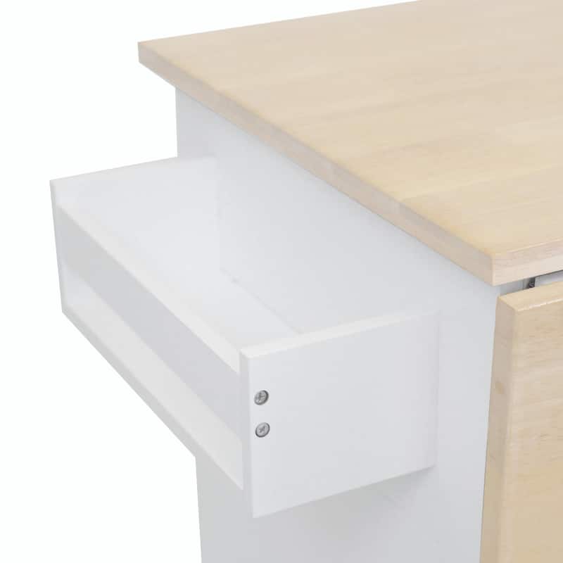 Rolling Kitchen Cart with Drop Leaf, Storage Rack, and 3-Tier Cabinet Organizer