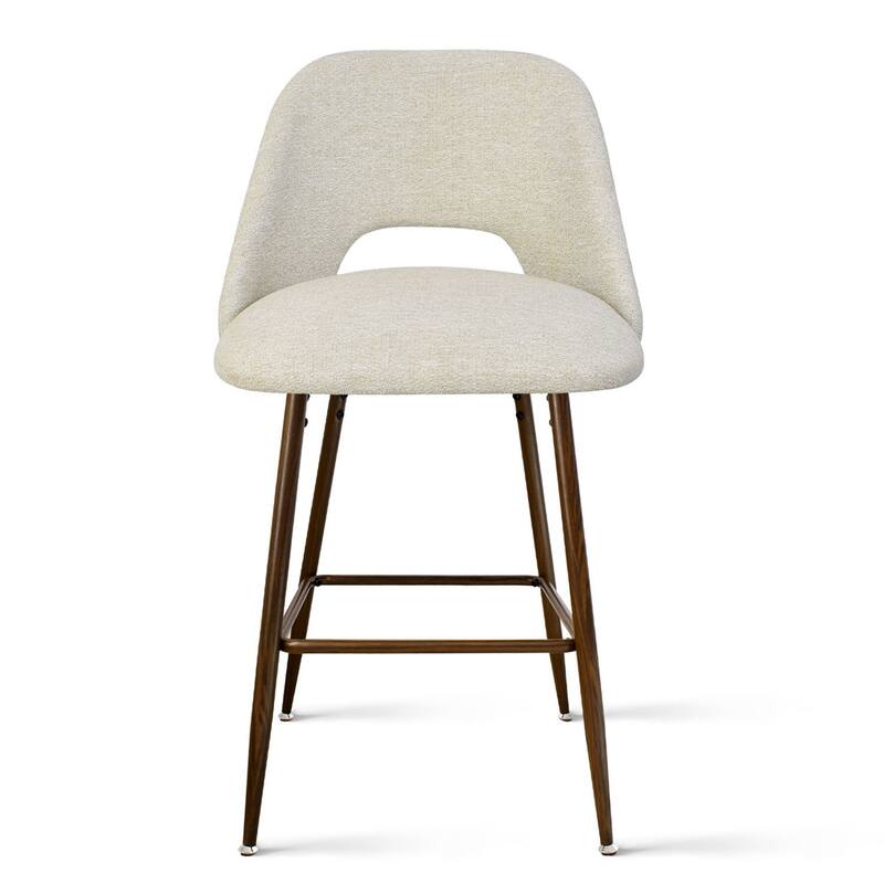 Upholstered Modern Bar Stool Walnut Leg (Set of 2)