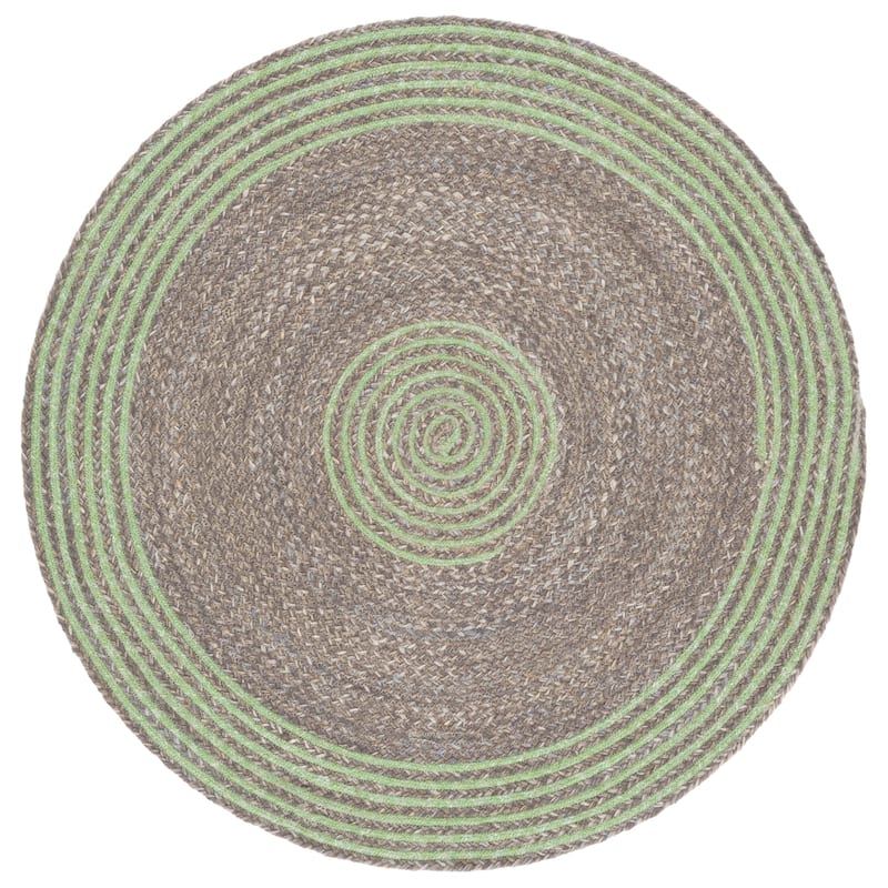 SAFAVIEH Handmade Braided Carmele Wool Rug - 3' Round - Grey/Green
