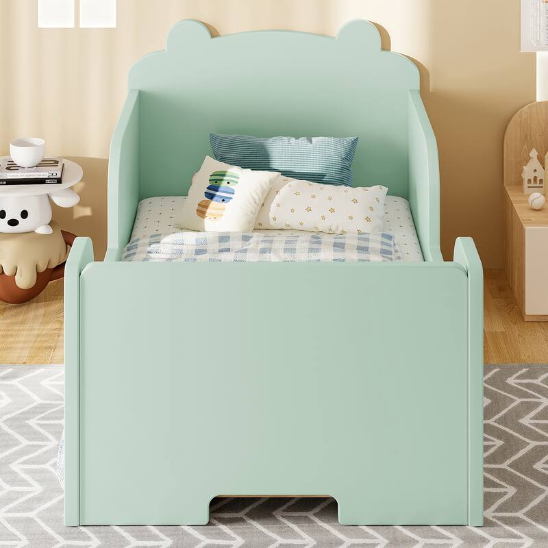 Toddler Floor Bed Frame - Bear Shape Cot Bed for Boys & Girls Ages 3-6