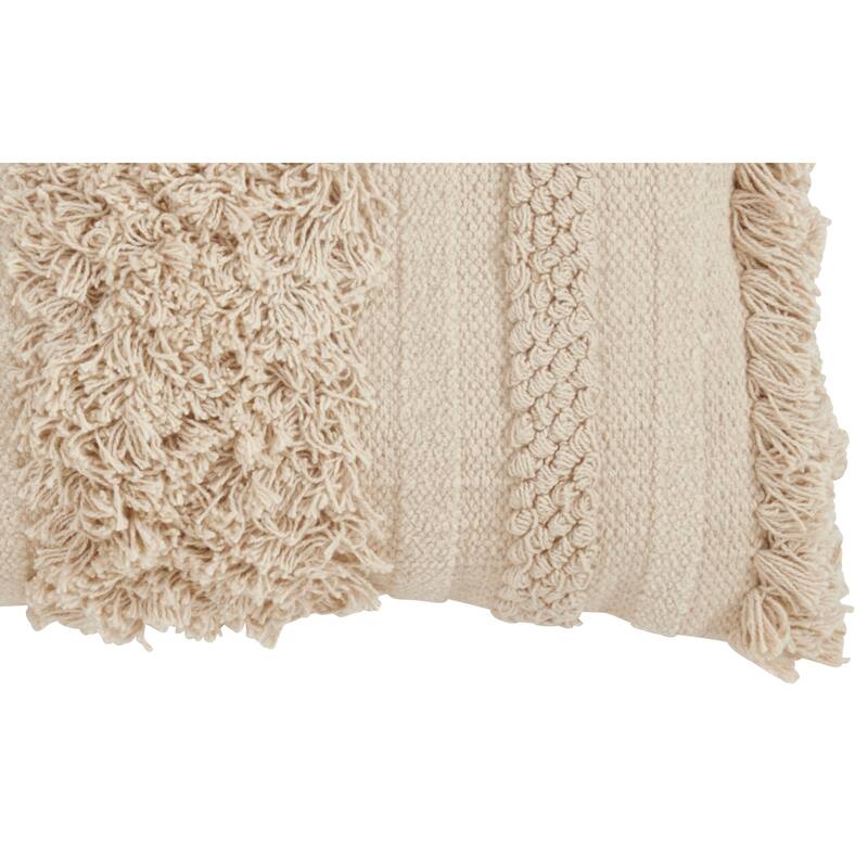 Down Filled Fringe Stripe Throw Pillow