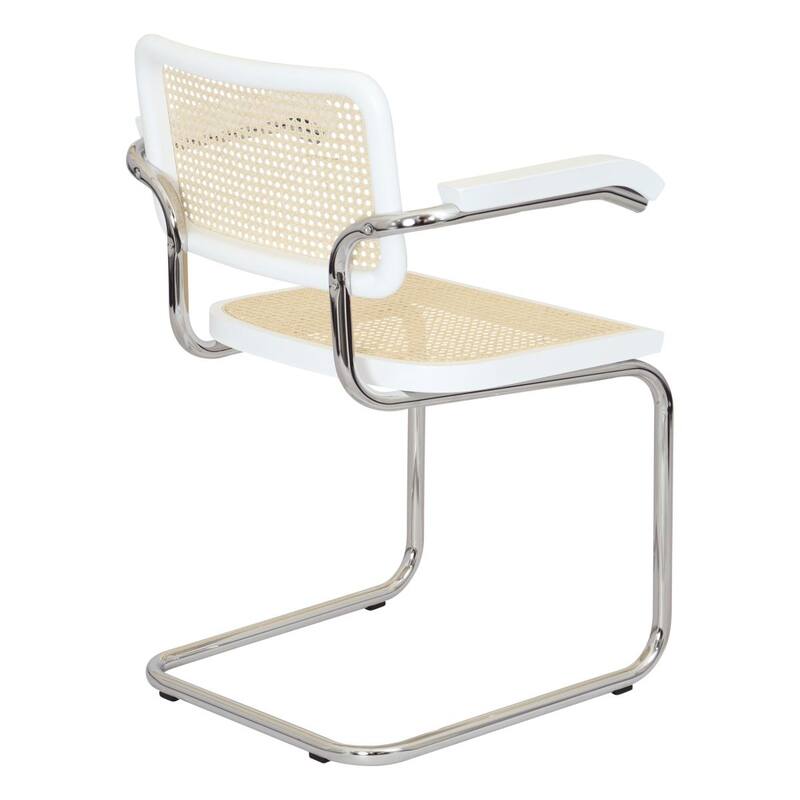 Breuer Chair Company Marcel Breuer Cesca Cane Cantilever Armchair Arm Chair w/ Chrome Steel Frame (Various Wood & Cane Colors)