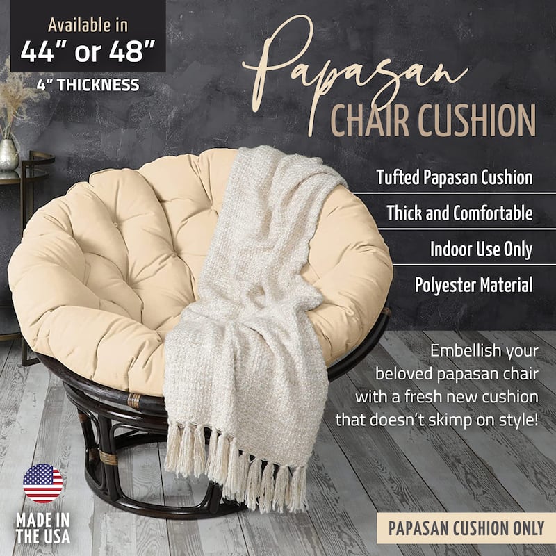 Sorra Home Indoor Round White Textured Papasan Cushion