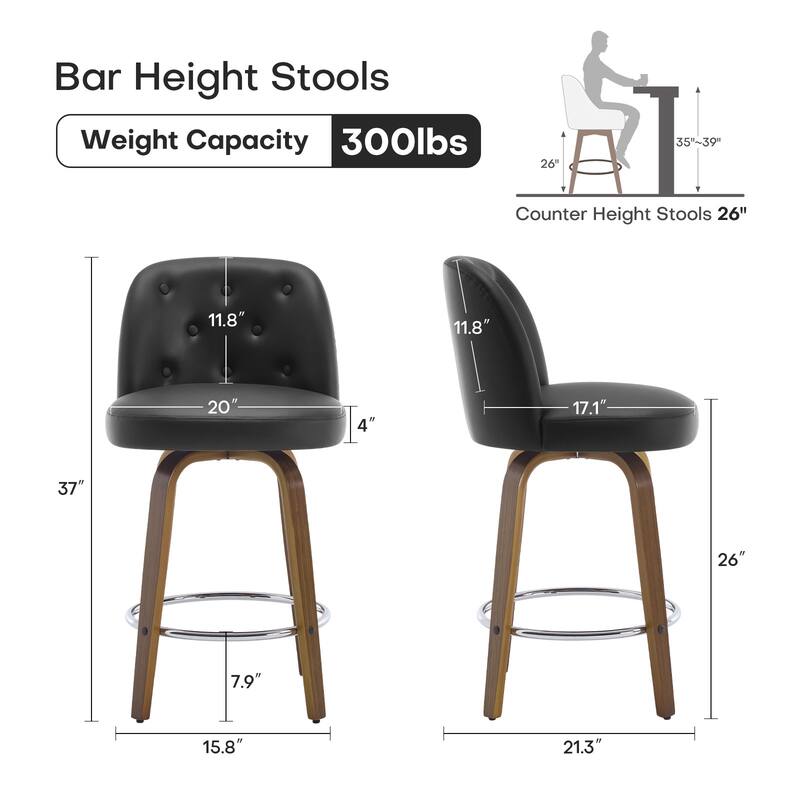 26"/29" Swivel Bar Stools/ Counter Stool with Bentwood Legs