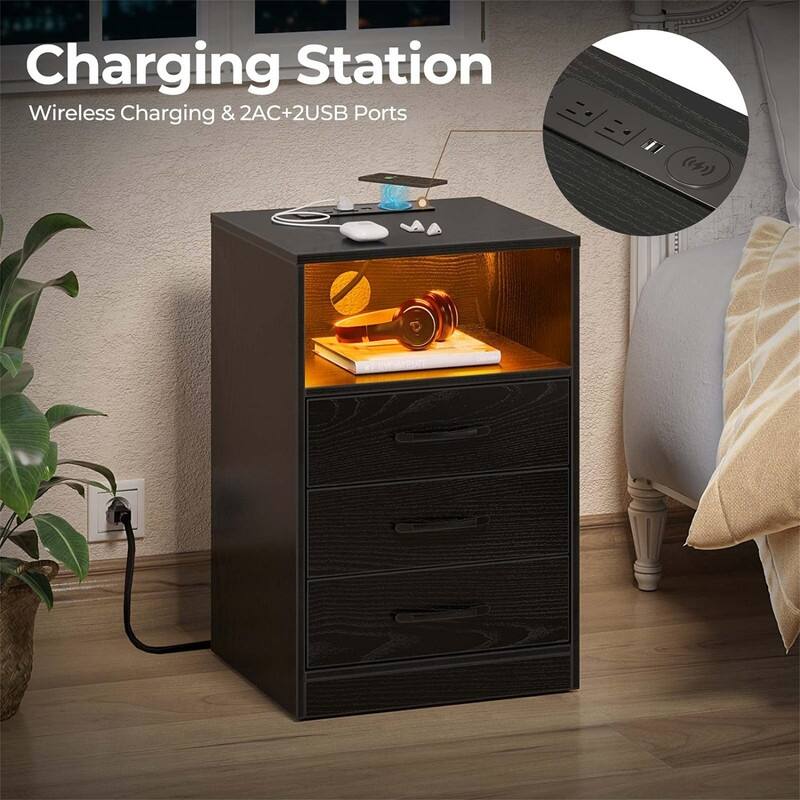 Nightstand with Wireless Charging Station
